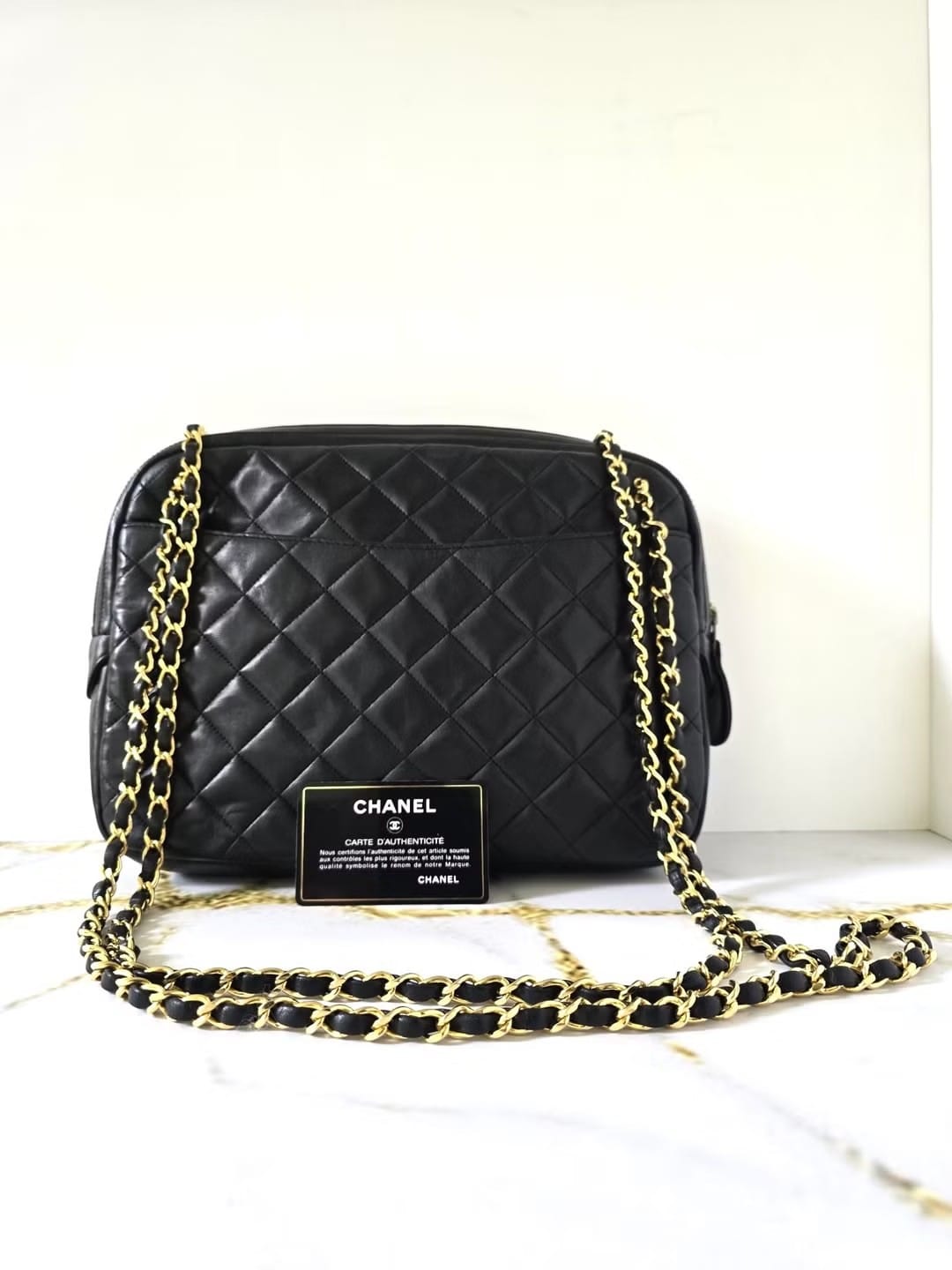 Chanel 經典黑金色相機包/單肩包/側背包