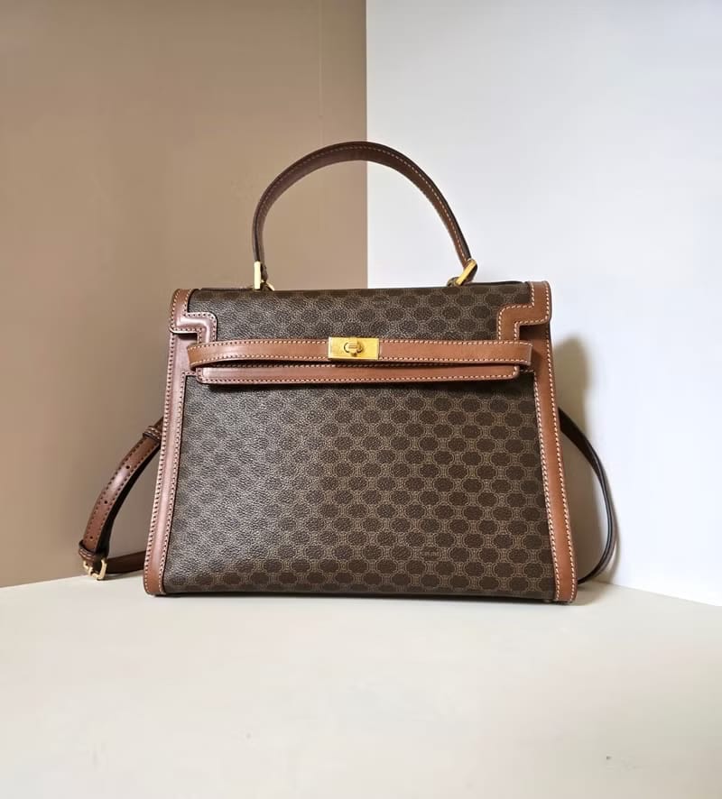 Celine old flower gold buckle Kelly bag/shoulder bag side bag/crossbody bag