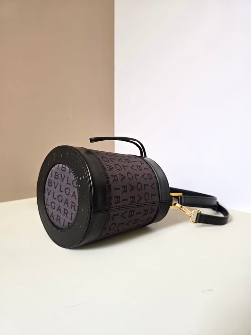 Rare Bvlgari Blue-Black Monogram Two-Way Mini Bucket Bag / Shoulder Bag / Crossbody Bag