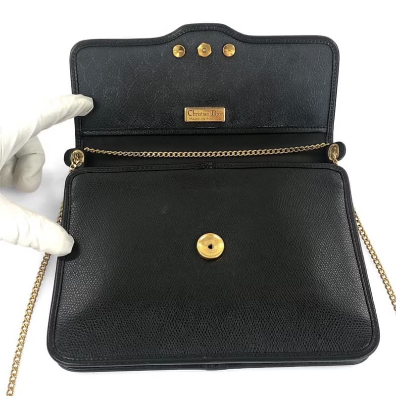 Dior黑色極簡翻蓋小包/單肩包/側背包/斜背包