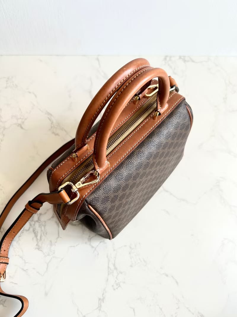 Celine迷你老花波士頓小包/斜背包/側背包/單肩包