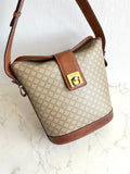 Celine Rare Vintage Monogram Gold Buckle Shoulder Bag