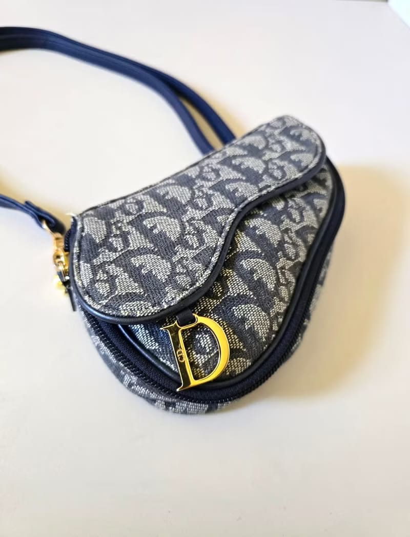 Dior深藍老花馬鞍包/單肩包/側背包/斜背包