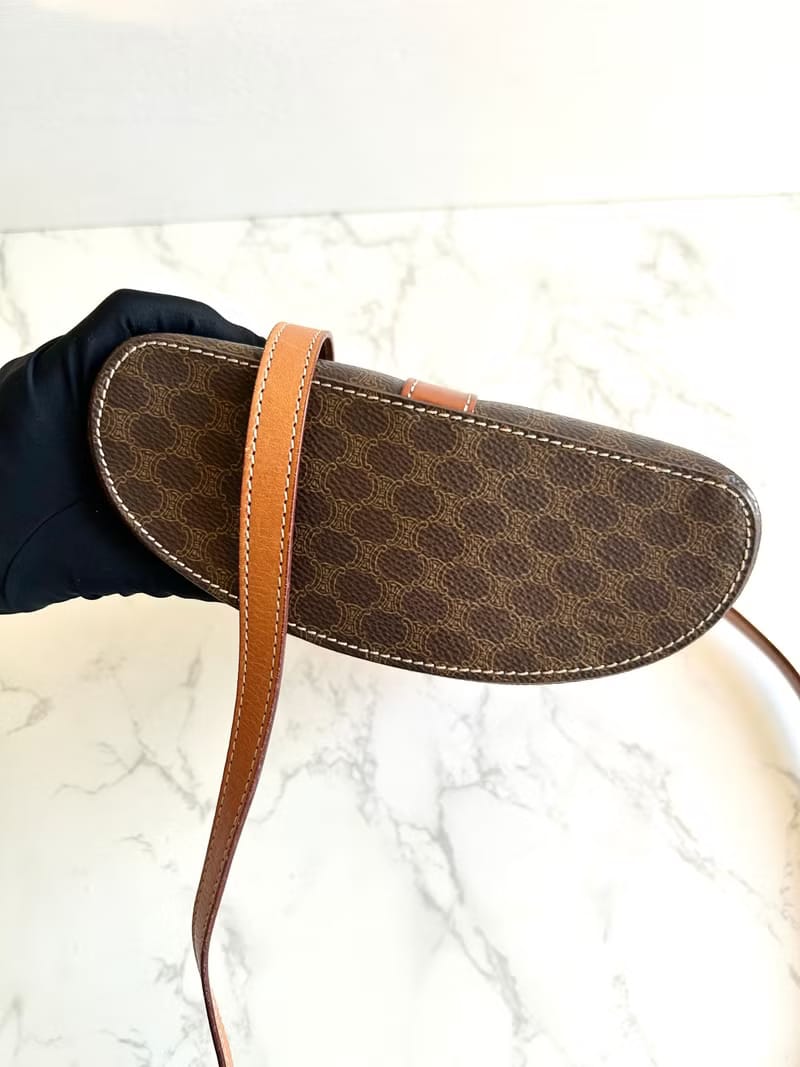 Celine Triomphe Canvas Vanity Half Moon Box Bag / Crossbody Bag / Shoulder Bag