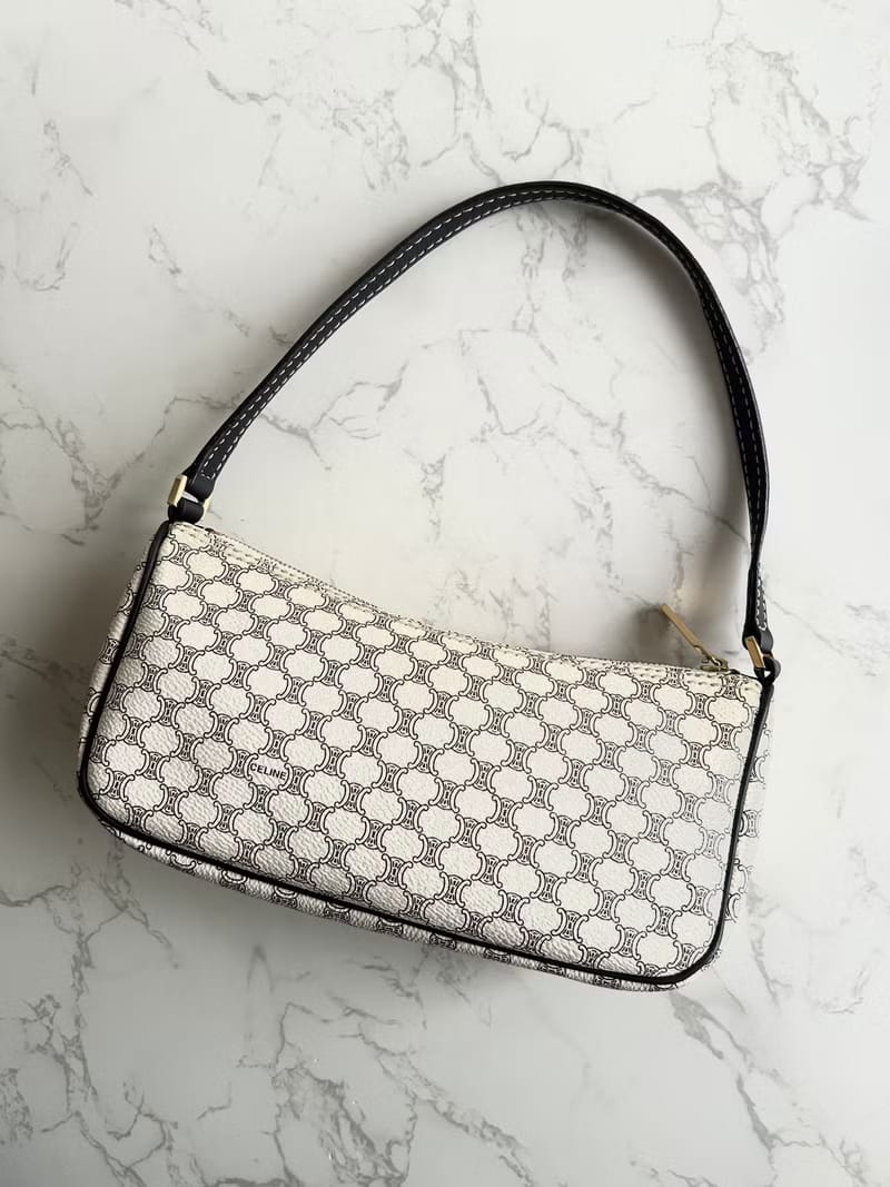 稀有品 Celine黑白色老花Hobo流浪包/腋下包/側背包