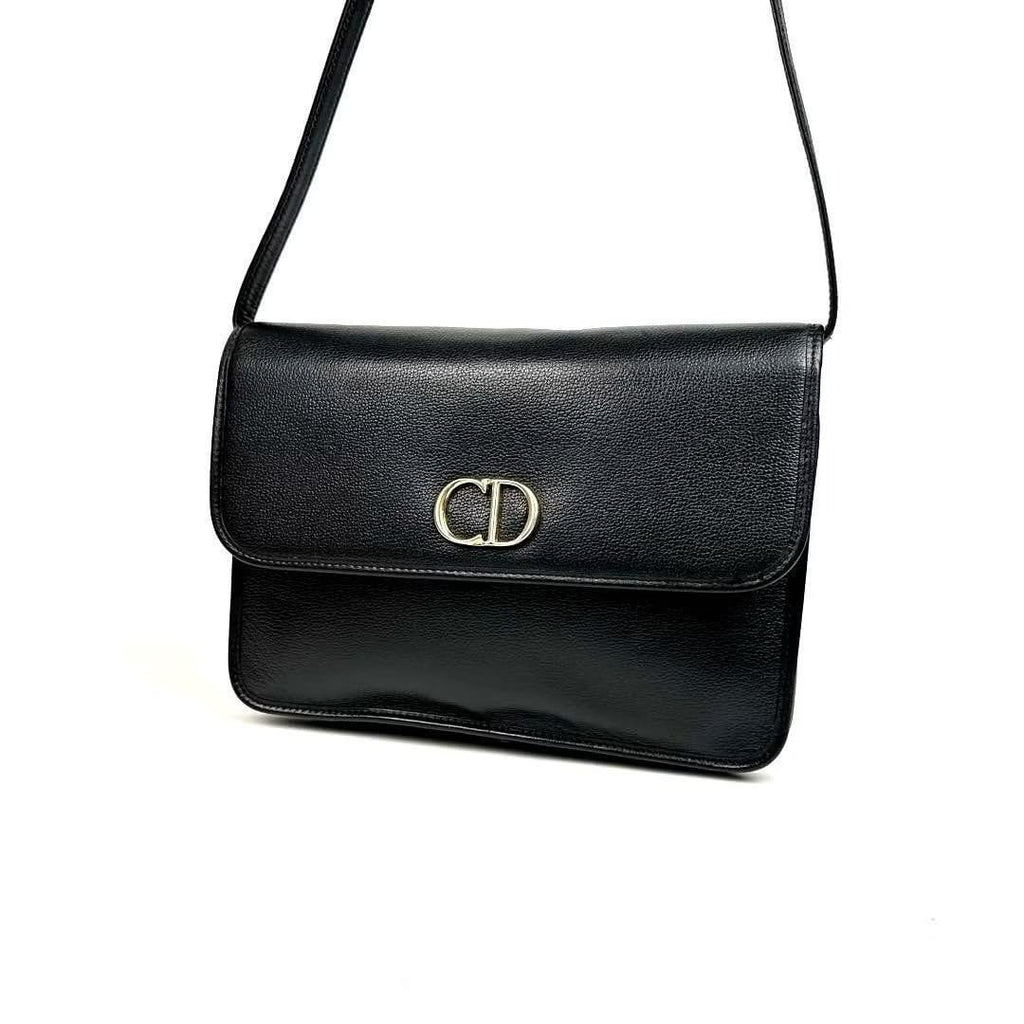Dior 黑色金扣極簡中古單肩包/側背包/斜背包