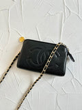 Chanel black caviar leather crossbody bag/shoulder bag/side bag
