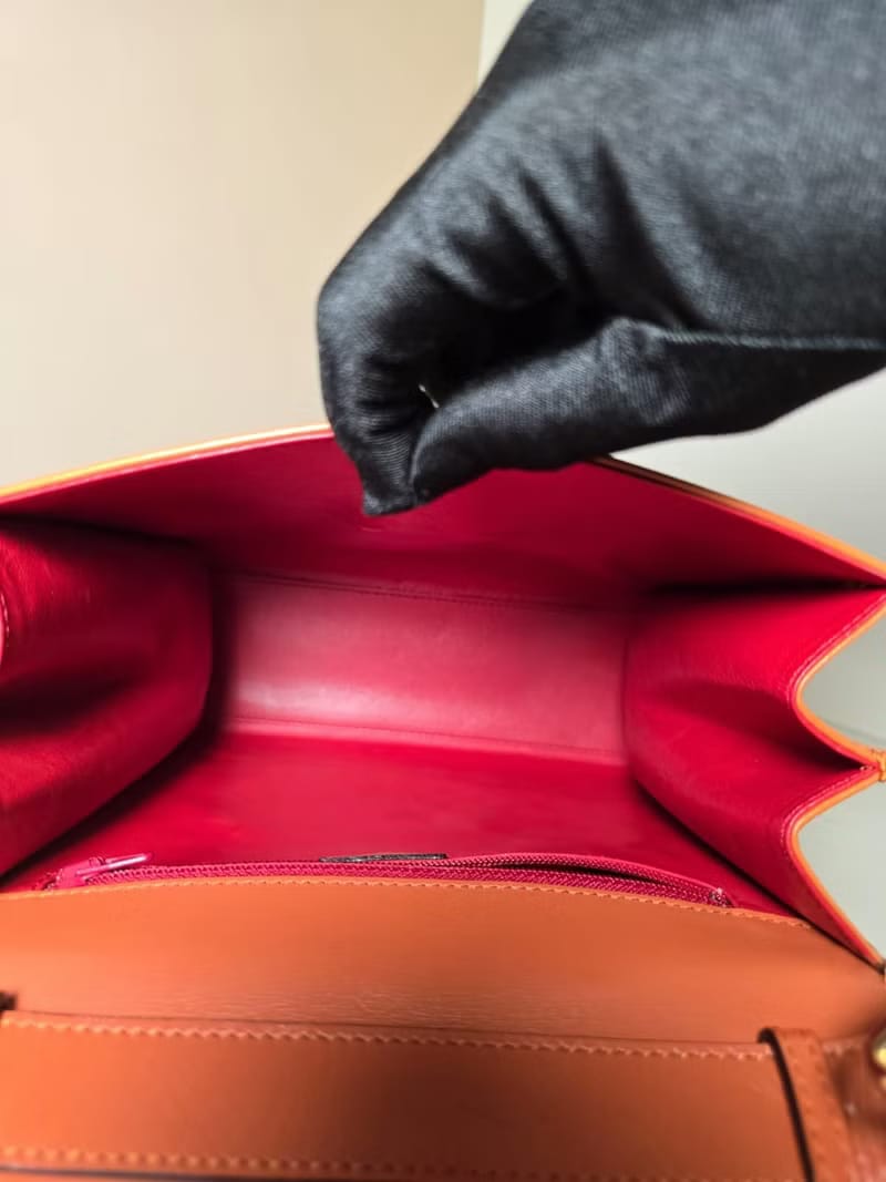 稀有中古二手Celine焦糖棕色按壓星球皮革豆腐單肩包/側背包