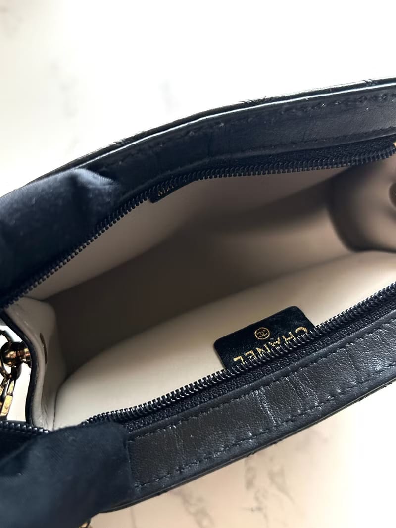 Chanel Black and Gold Lambskin Crossbody Bag / Shoulder Bag