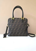 Fendi Small Shell Alma Black Coffee Monogram Bag/Shoulder Bag/Crossbody Bag