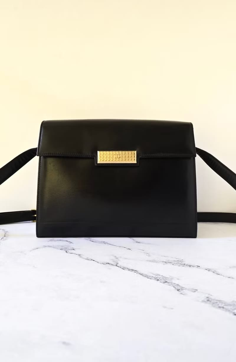 Dior黑金色千鳥格盒子包/單肩包/側背包/斜背包