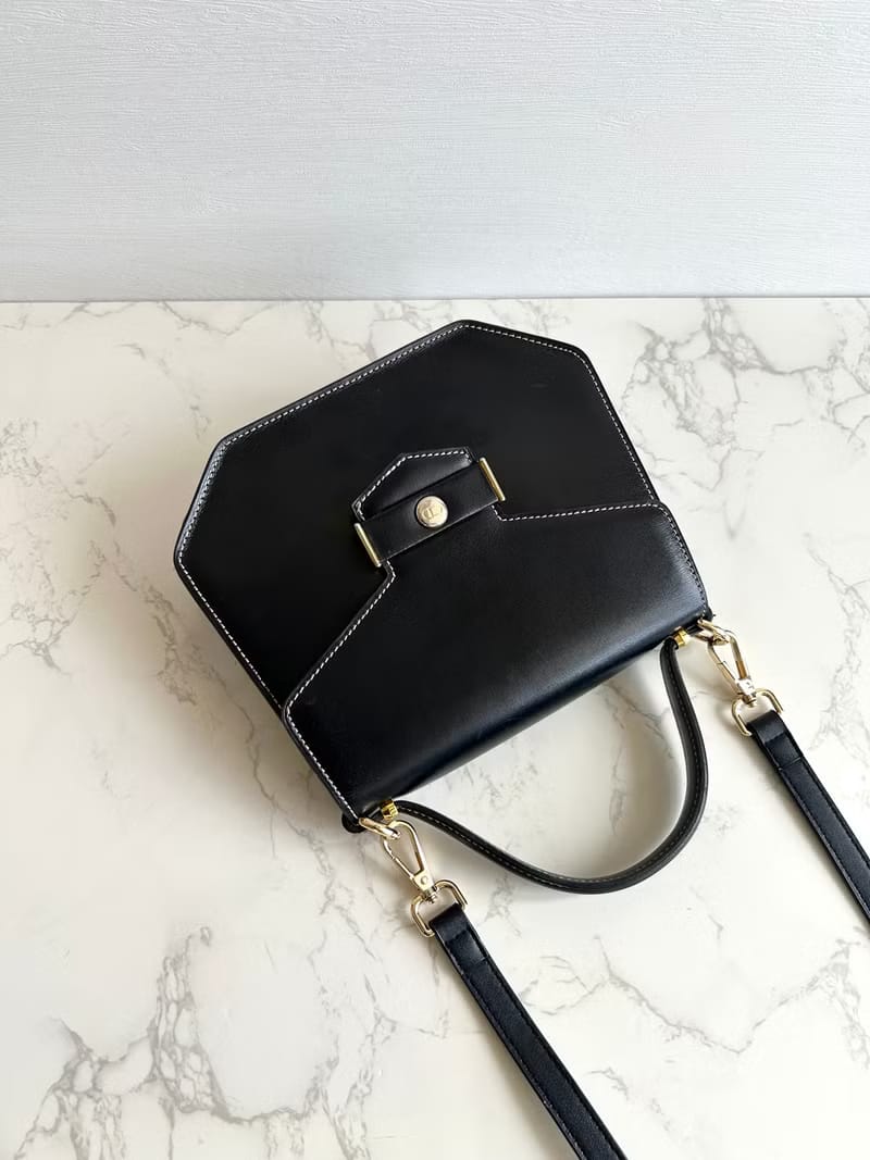 Dior Black Topstitched Flap Geometric Two-way Kelly Bag/Shoulder Bag/Crossbody Bag