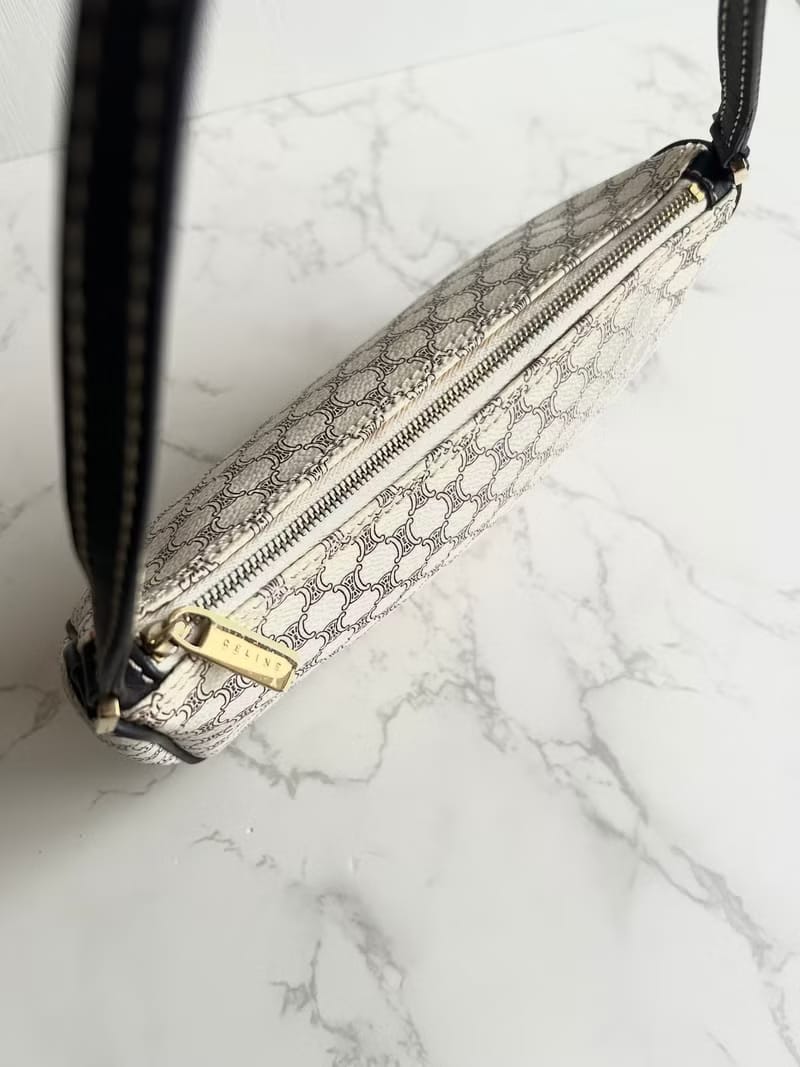 稀有品 Celine黑白色老花Hobo流浪包/腋下包/側背包