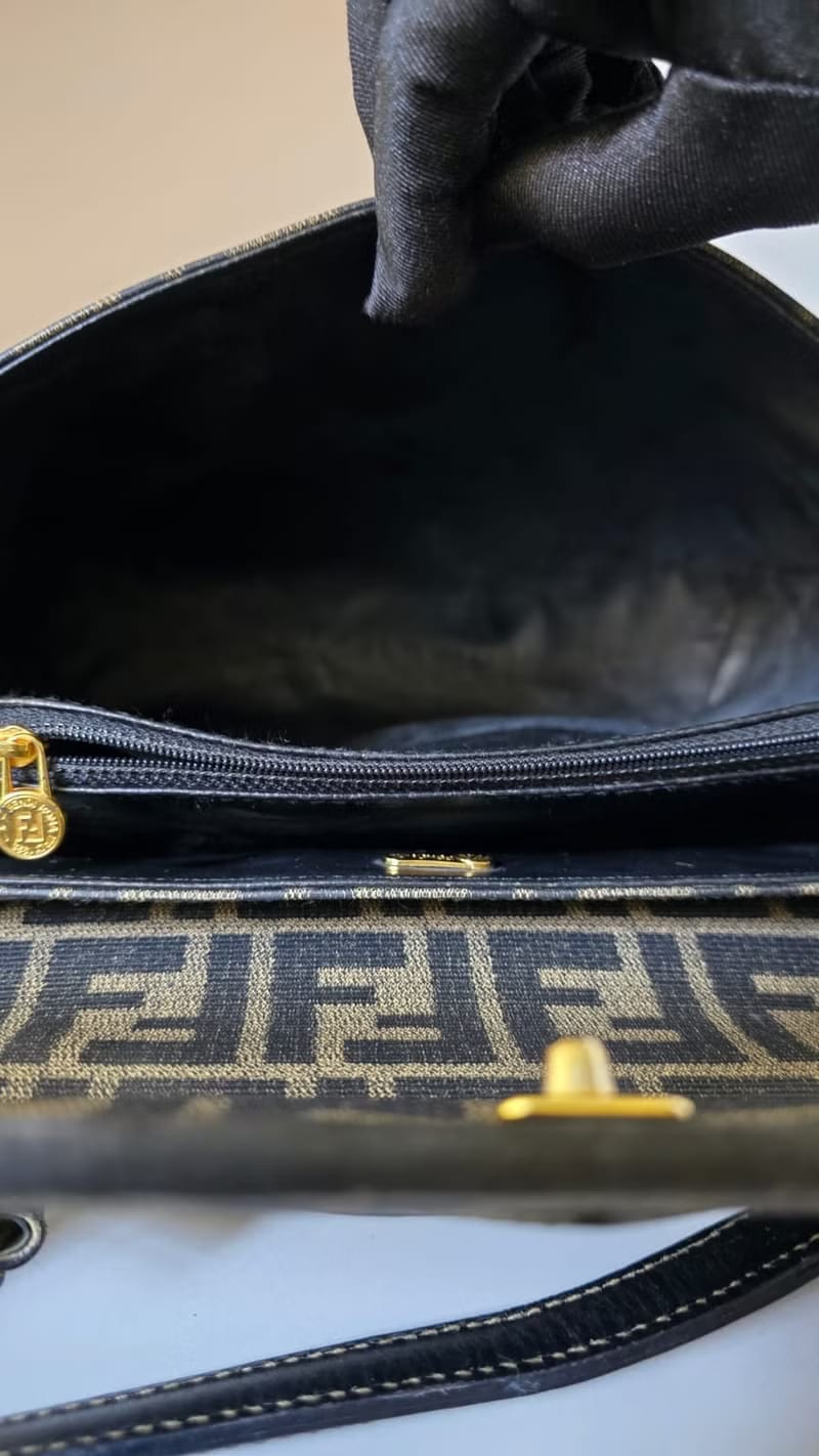 Fendi Dark Brown Zucca Two-way Kelly/Shoulder Bag/Crossbody Bag