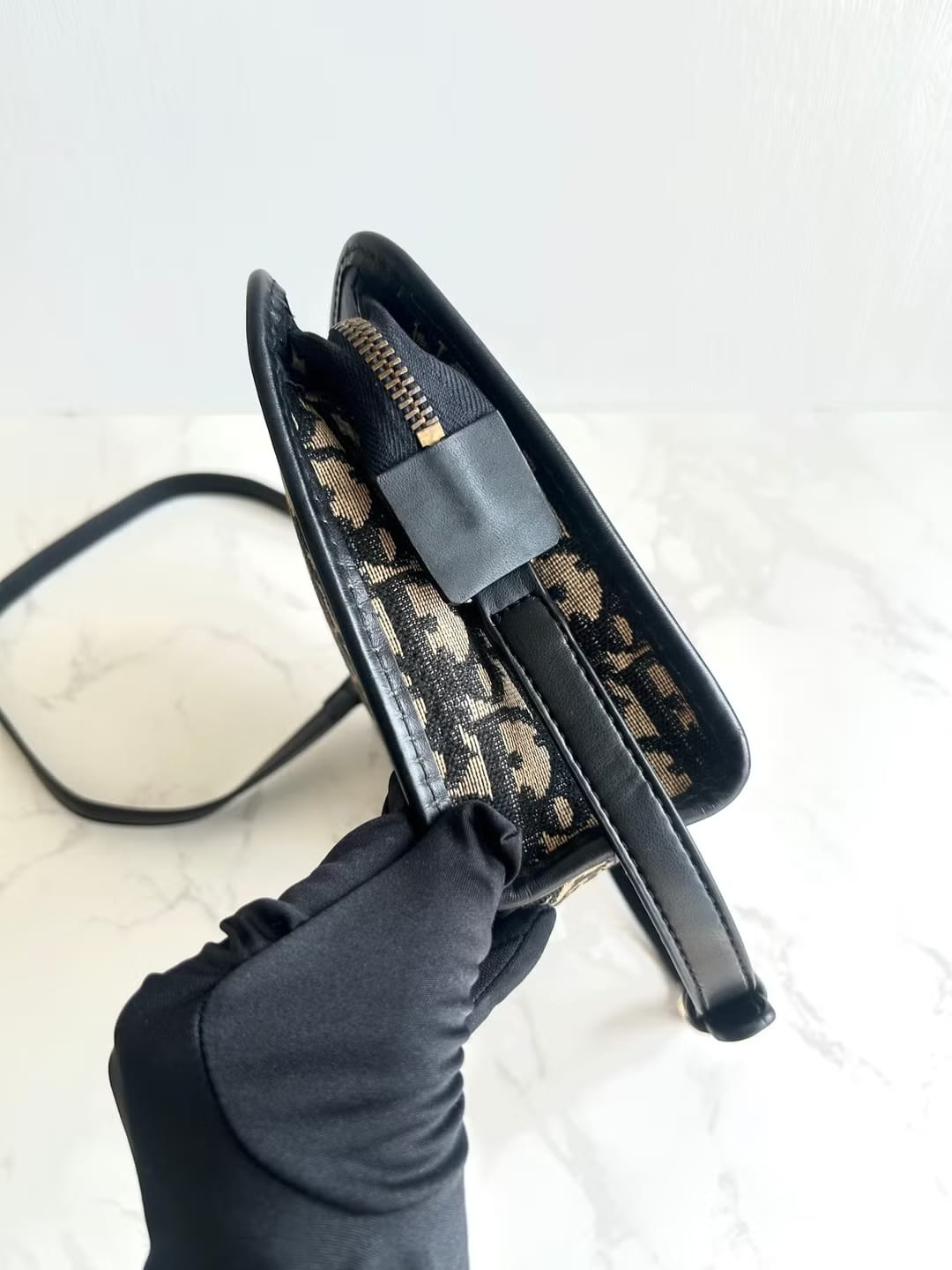 Dior 藍黑色老花兩用中古單肩包/側背包/斜背包