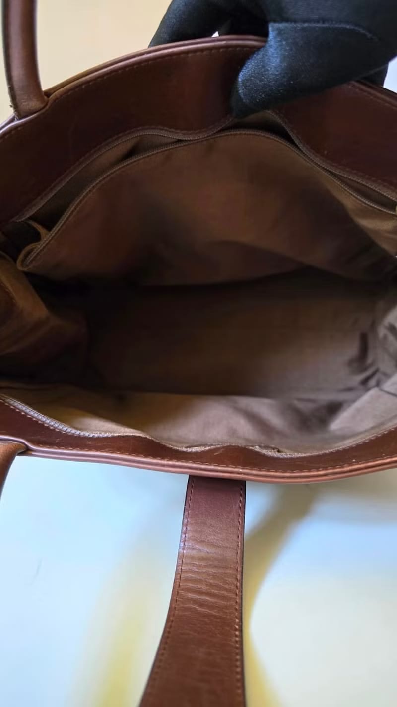 Chanel米咖色拼皮托特包/單肩包/側背包