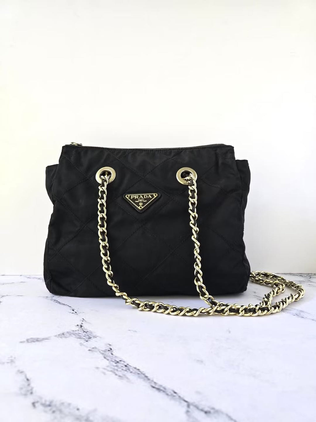 Prada 黑色金標托特包/側背包/單肩包 斜背包/肩背包