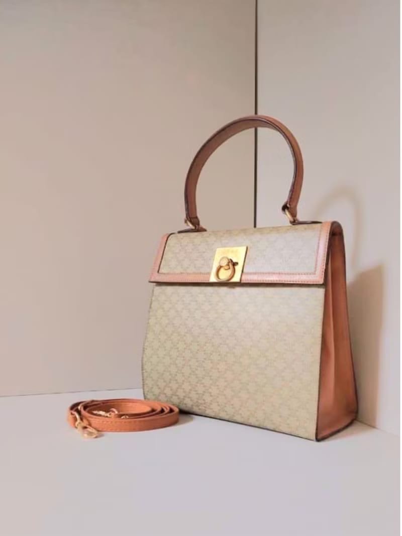 Celine Mini Kelly Brown Old Flower Leather Shoulder Bag / Side Bag / Diagonal Bag