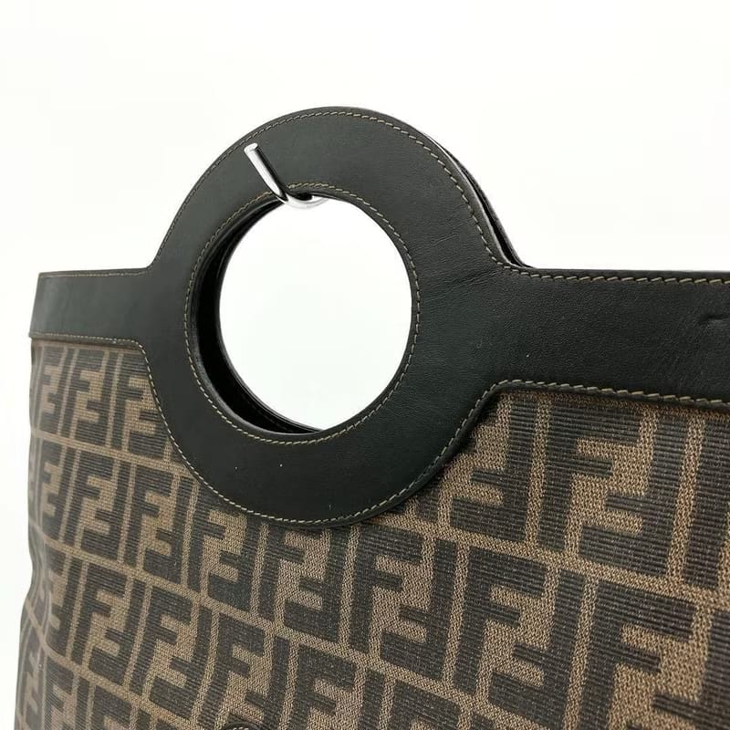 Fendi黑咖啡色老花托特包/手提包