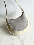 Loewe White and Grey Paneled Leather Half-Moon Hobo/Shoulder/Crossbody Bag