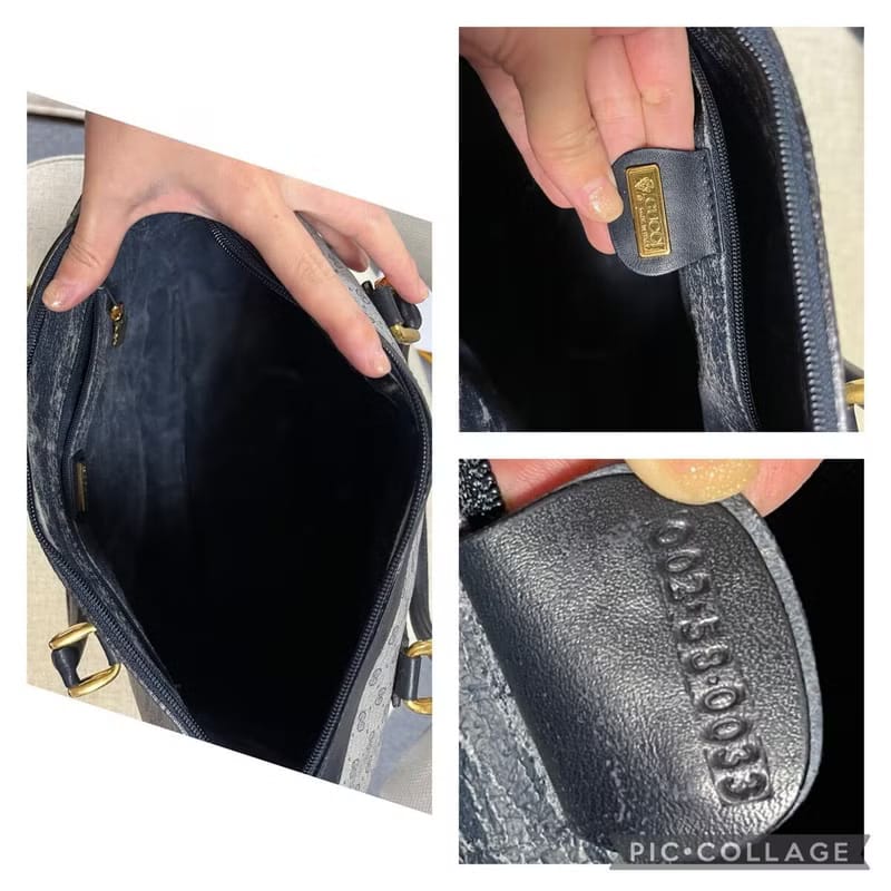 中古二手Gucci復古藍色老花波士頓斜背包/單肩包/側背包