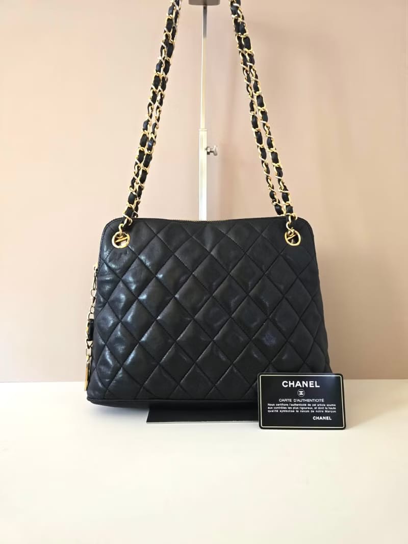 Chanel Black Matelassé Small Shell Leather Chain Bag/Shoulder Bag/Crossbody Bag