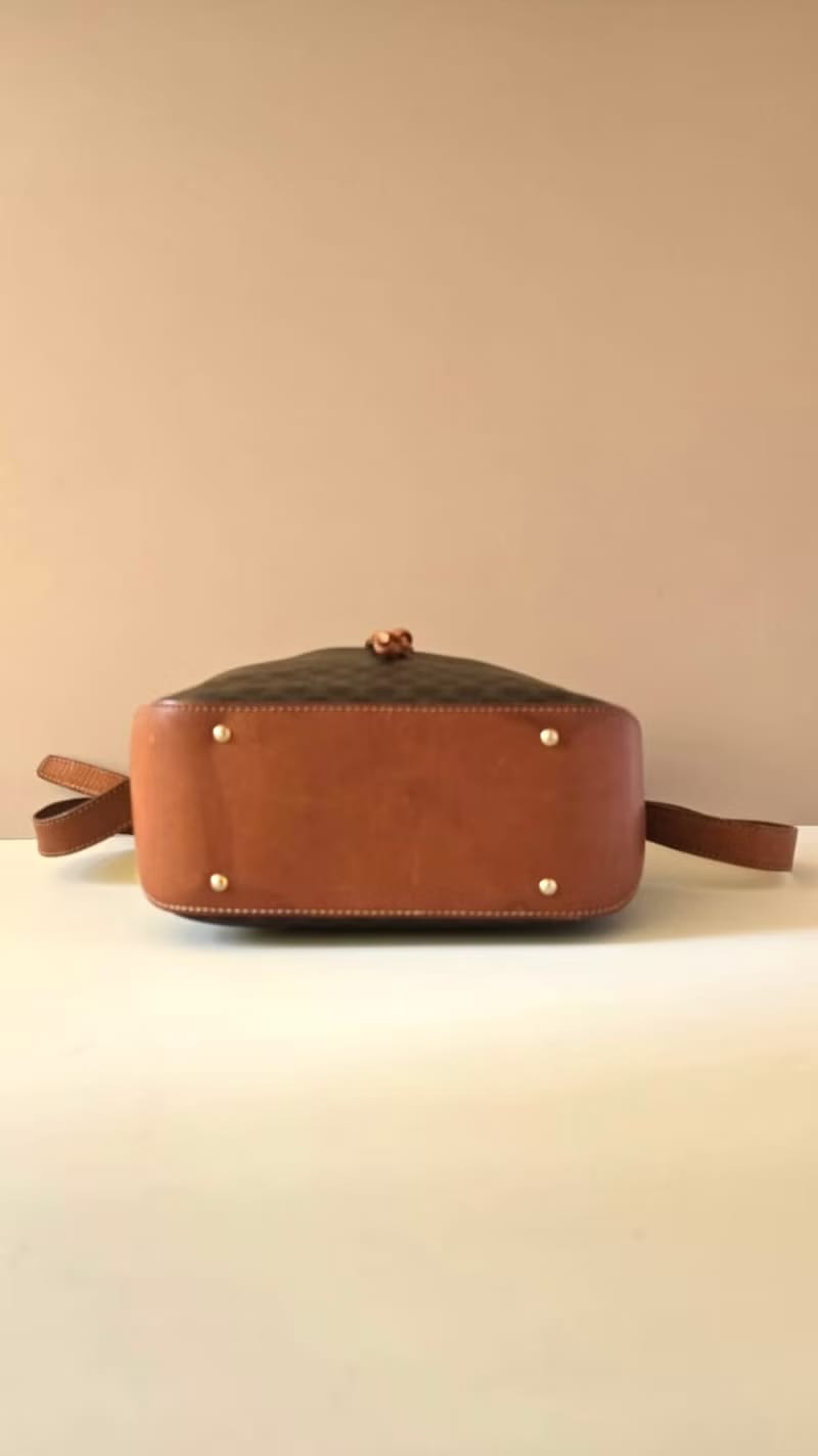 Celine Vintage Triomphe Canvas Bucket Bag / Shoulder Bag / Crossbody Bag