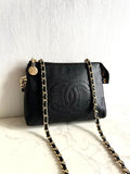 Rare second-hand Chanel black caviar leather handbag shoulder bag/crossbody bag/shoulder bag