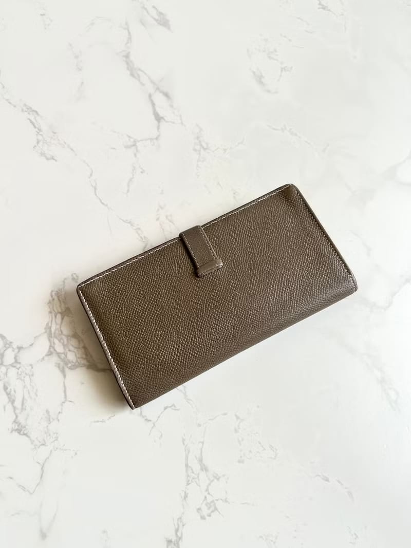 Hermes Brown Gold Leather Bearn Long Wallet/Wallet