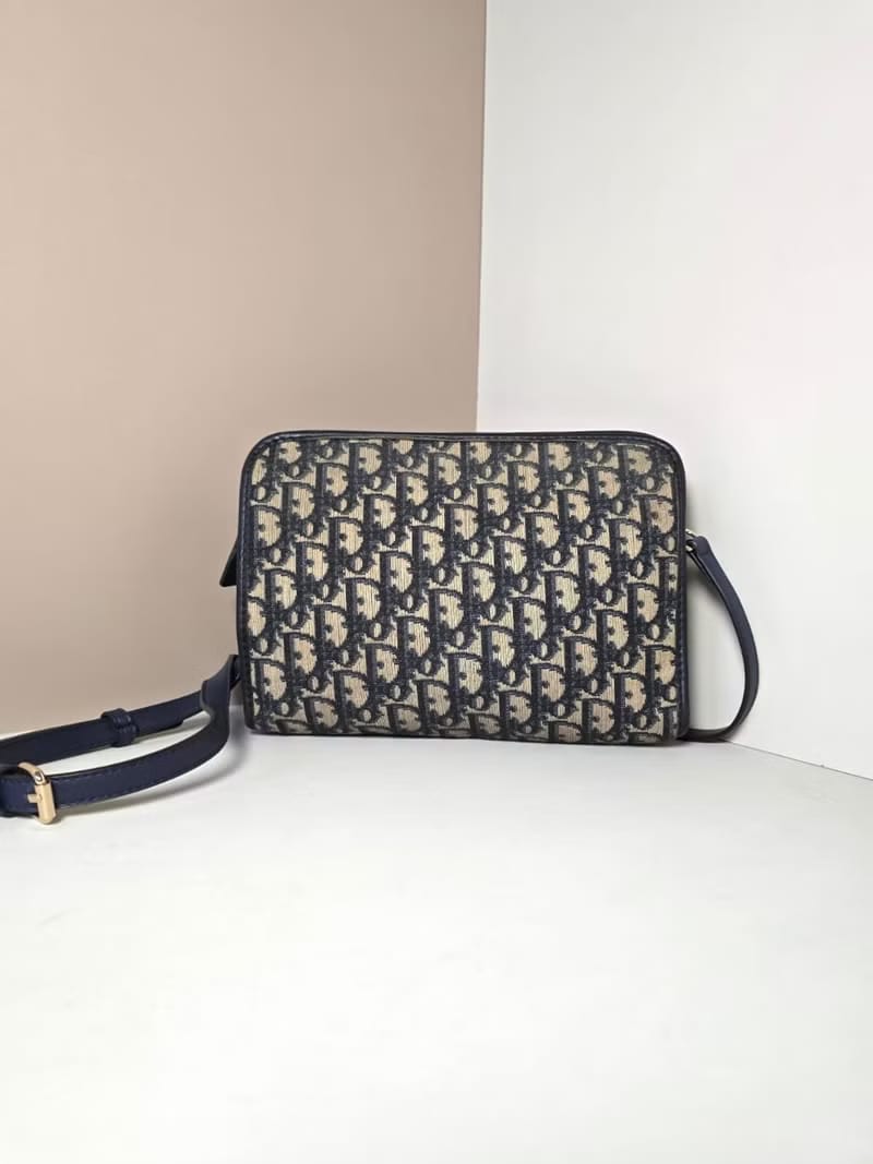 【LA LUNE】Second-hand Dior dark blue and black monogram shoulder bag/side bag