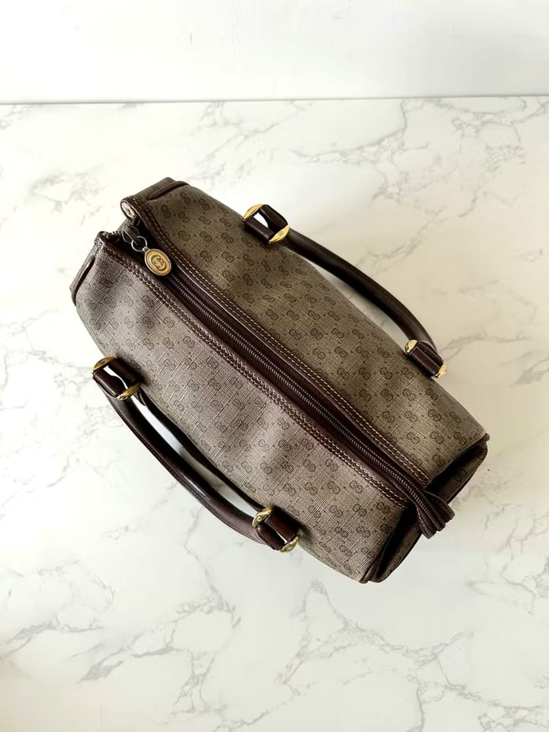 Gucci Brown Monogram Small Boston Bag/Crossbody Bag/Shoulder Bag