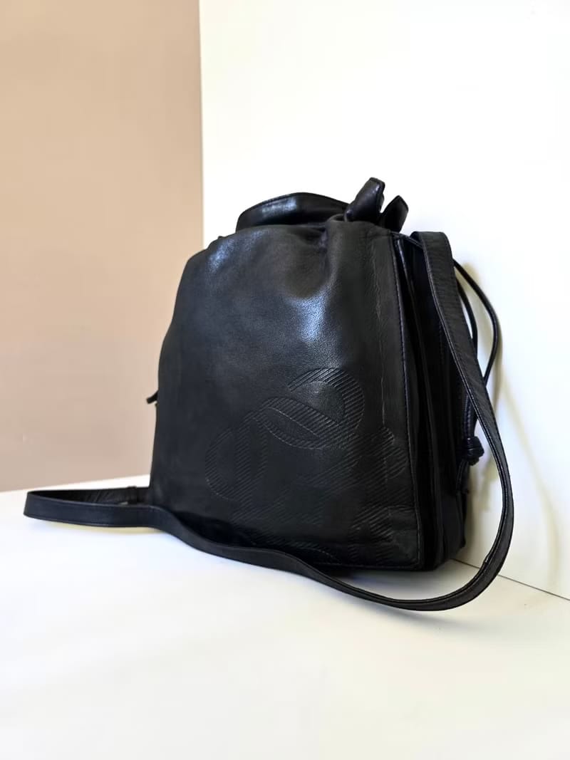 Loewe 黑色中古抽繩包/單肩包/斜背包