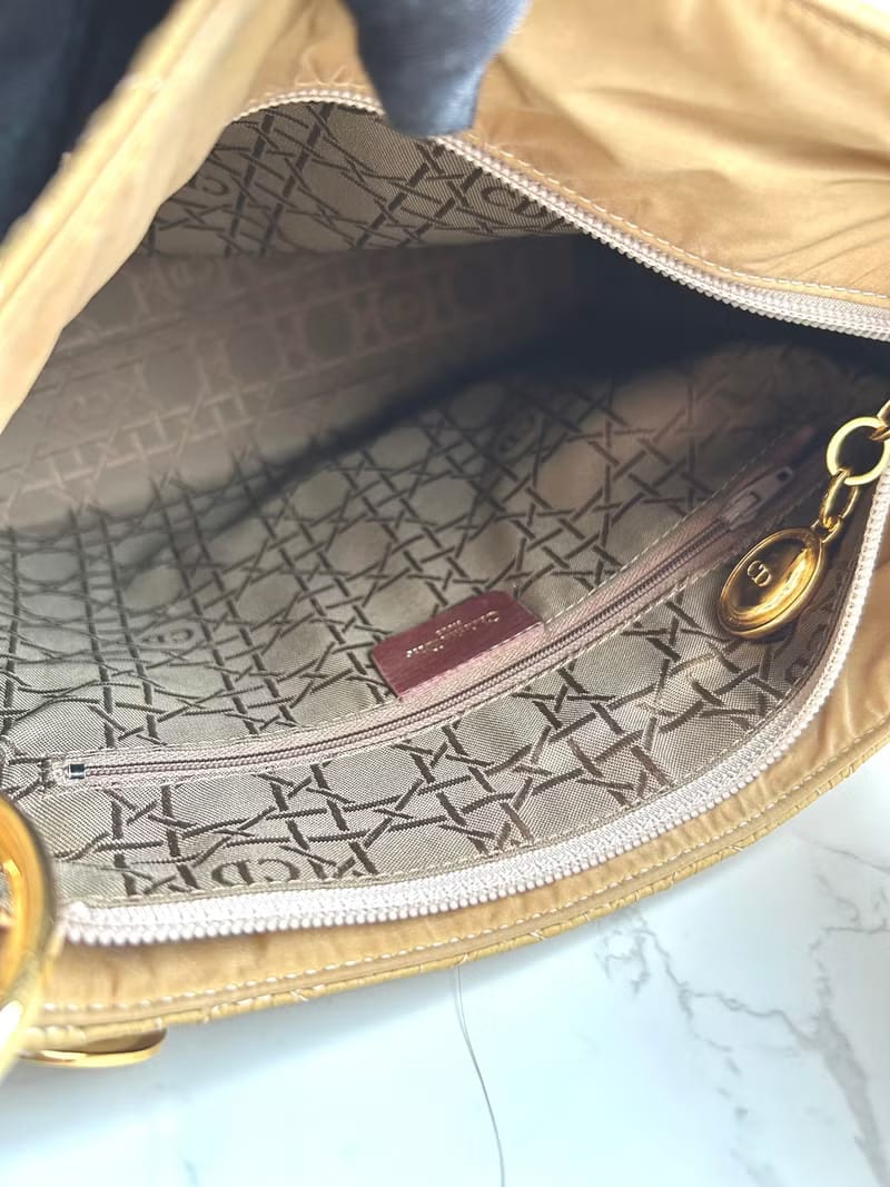 Dior Beige Lady Dior Crush Canvas and Leather Tote Bag/Shoulder Bag