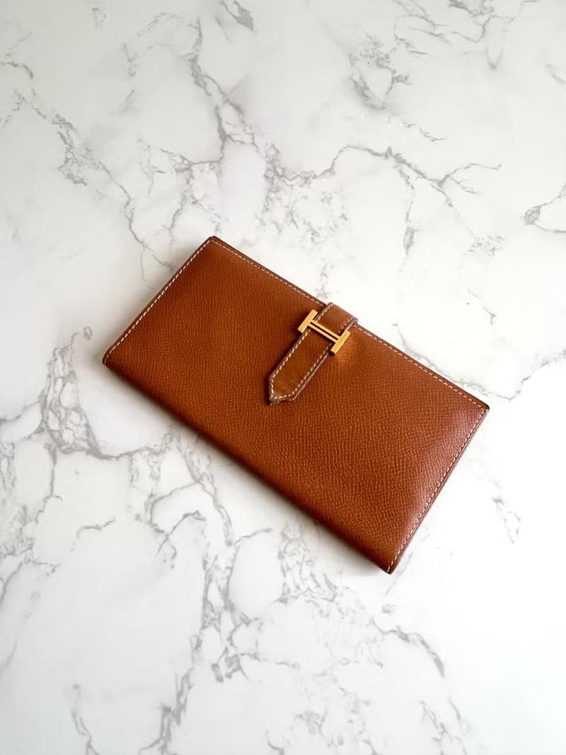 Hermes 啡金色皮革Bearn Bi-fold Wallet 長夾/皮夾/錢包