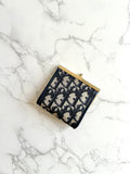 Dior dark blue old flower wallet/coin purse/storage bag/gold bag
