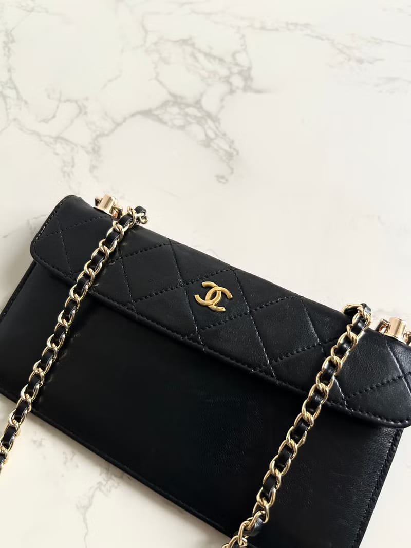 稀有中古二手Chanel黑色長夾錢包/側背包/單肩包/斜背包/手拿袋