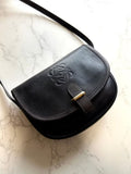 Loewe Black and Gold Anagram Saddle Crossbody Bag