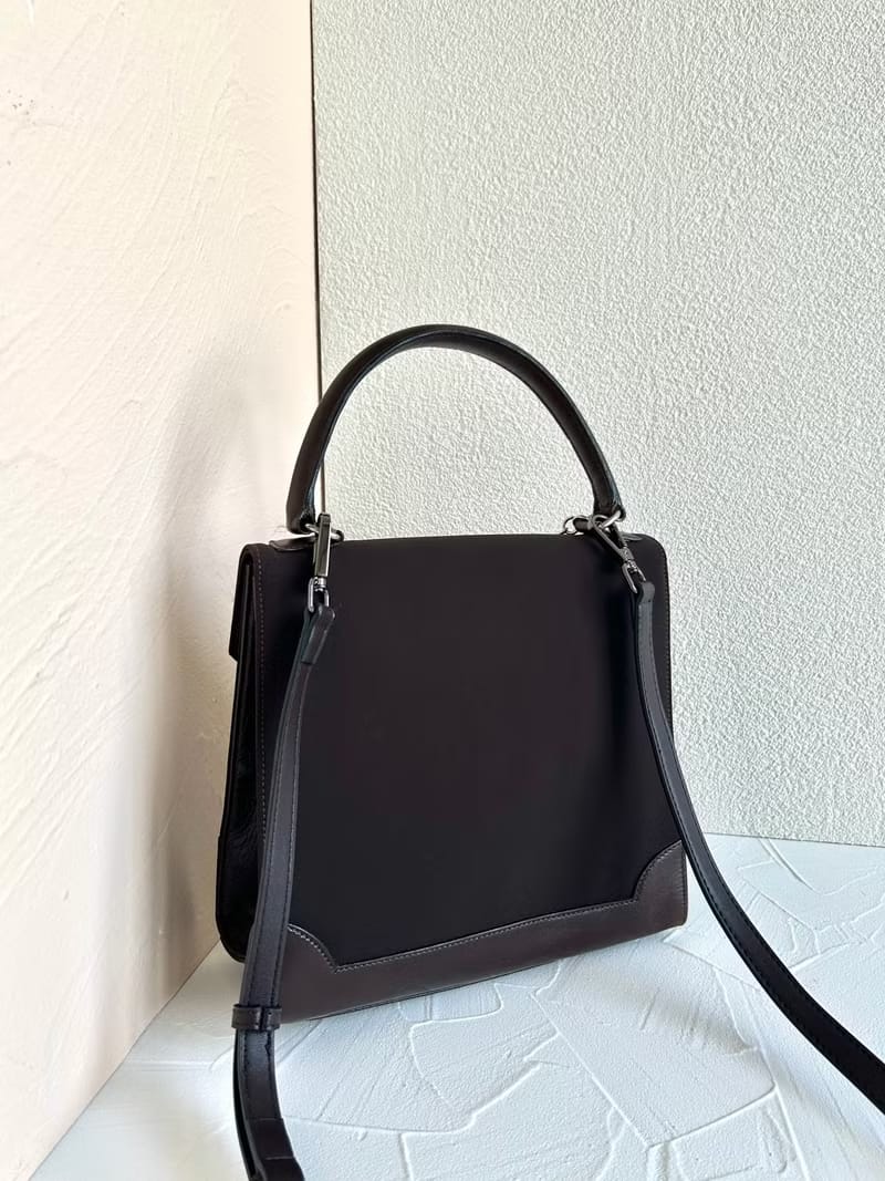 Rare Celine Canvas and Leather Two-Way Kelly/Crossbody Bag/Shoulder Bag/Handbag with Silver Snake Chain