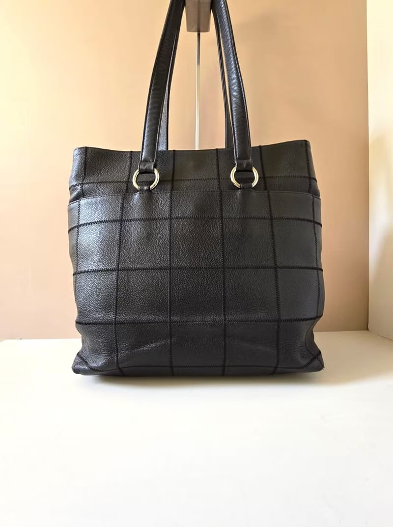 Chanel Antique Black Caviar Ice Cube Leather Tote Bag/Shoulder Bag/Side Bag