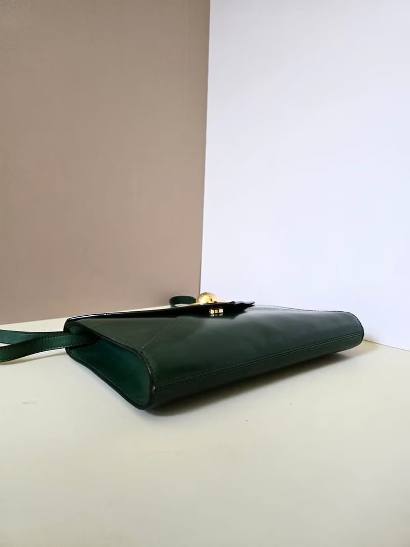 Celine Olive Green Gold Planet Envelope Crossbody Bag / Shoulder Bag / One-Shoulder Bag