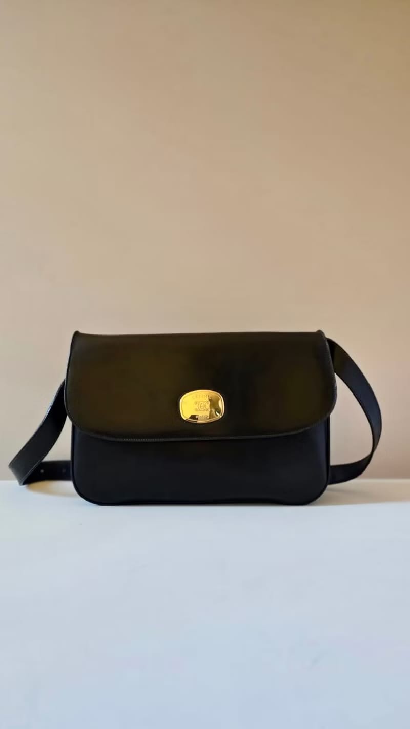 Celine Black and Gold Shoulder Bag/Crossbody Bag