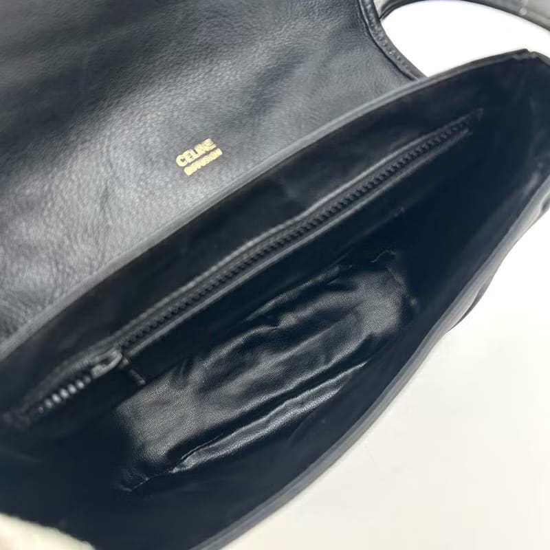 Celine black Arc de Triomphe saddle bag leather shoulder bag / side bag / oblique bag