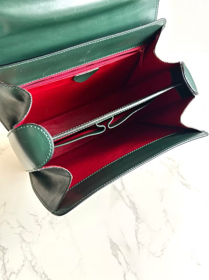 Celine橄欖綠色半月凱莉包/斜背包/單肩包/側背包