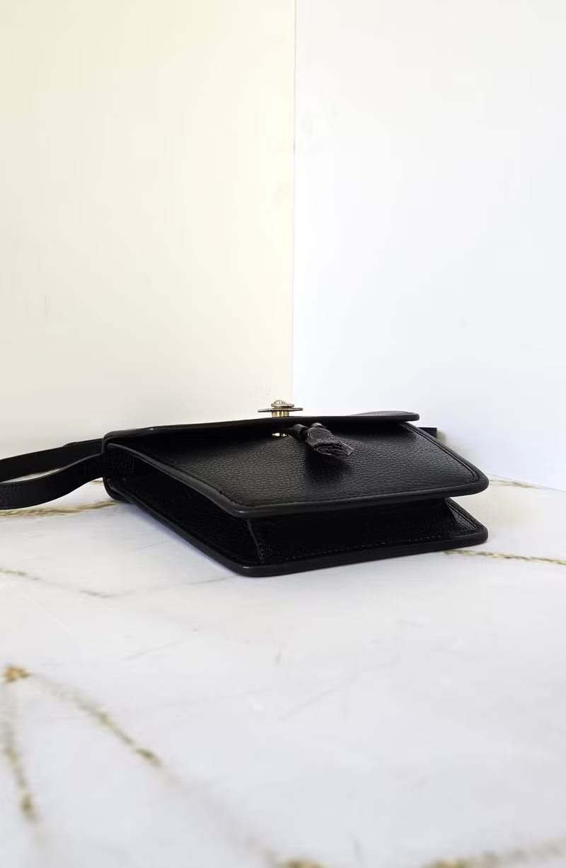 Celine黑色金扣流蘇薯條包/側背包/斜背包/單肩包