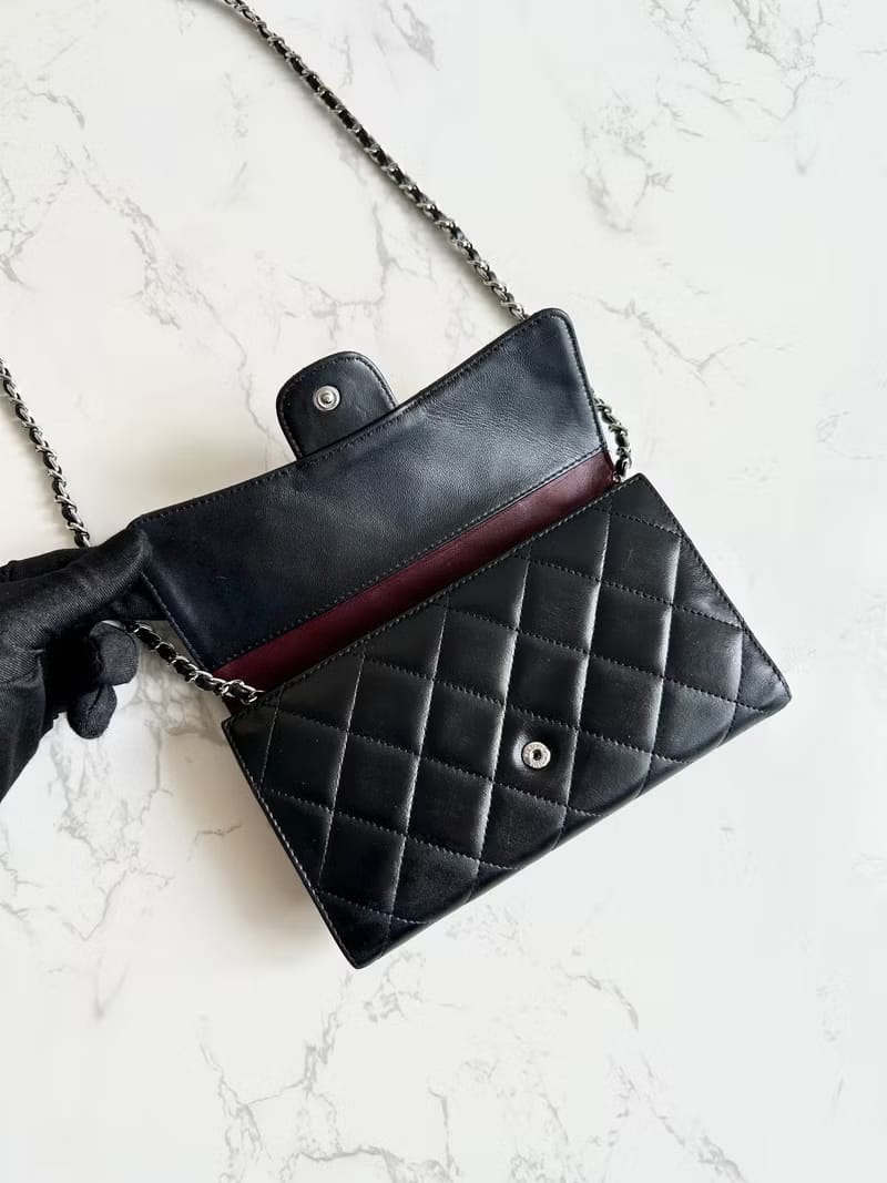 Chanel黑色WOC皮革側背包/斜背包/長夾