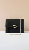Dior 極簡黑金色Montaigne翻蓋盒子包/單肩包/側背包/斜背包