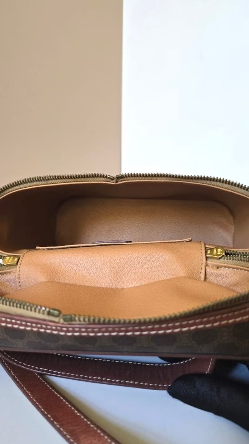 Celine brown Macadam Donut Vanity Box Bag/Crossbody Bag/Shoulder Bag