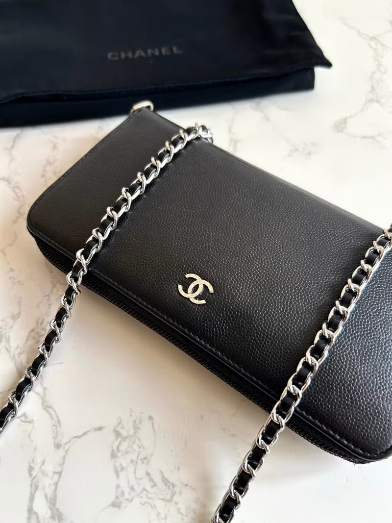 Chanel Black WOC Leather Side Bag/Messenger Bag