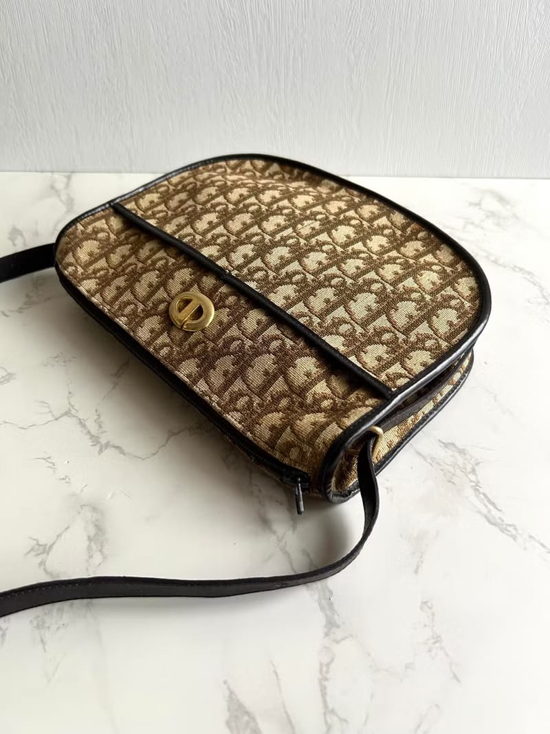 Dior 酒紅老花半月包/斜背包/單肩包/側背包