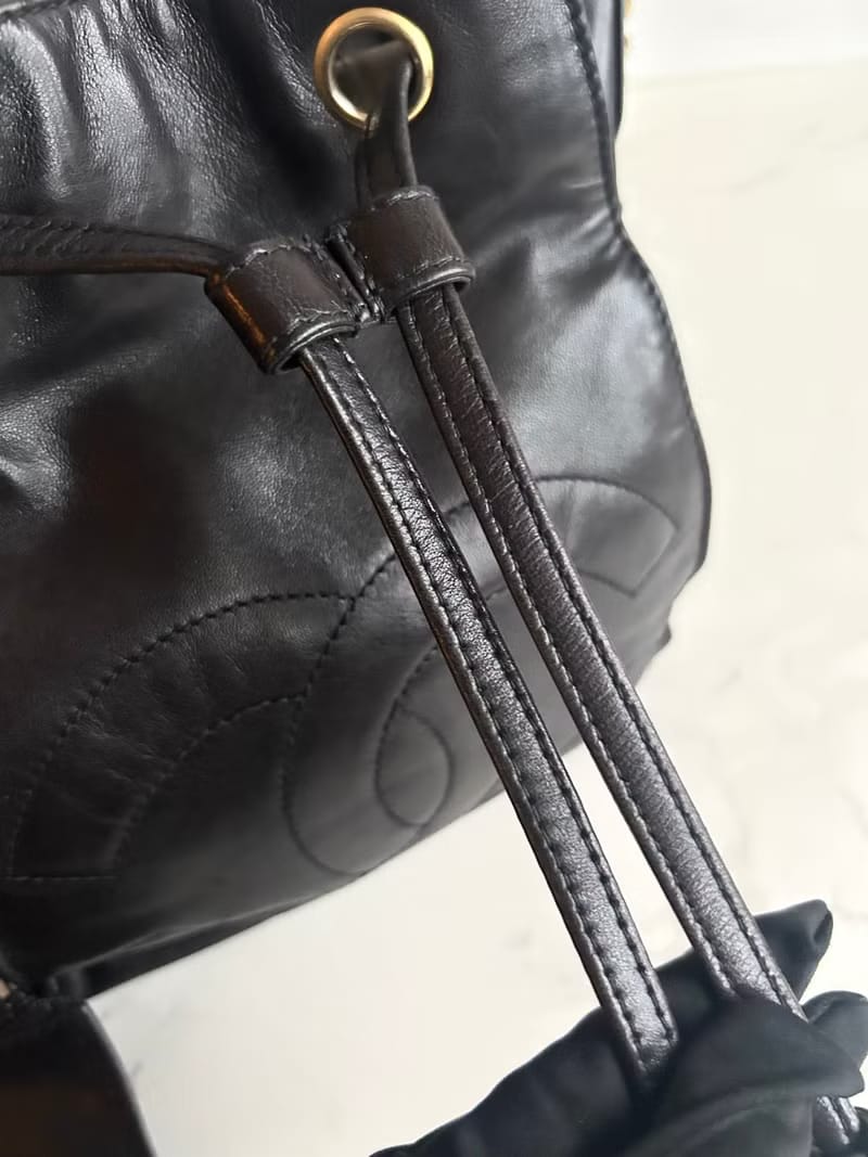 Chanel Black and Gold Chain Bucket Bag/Shoulder Bag/Crossbody Bag